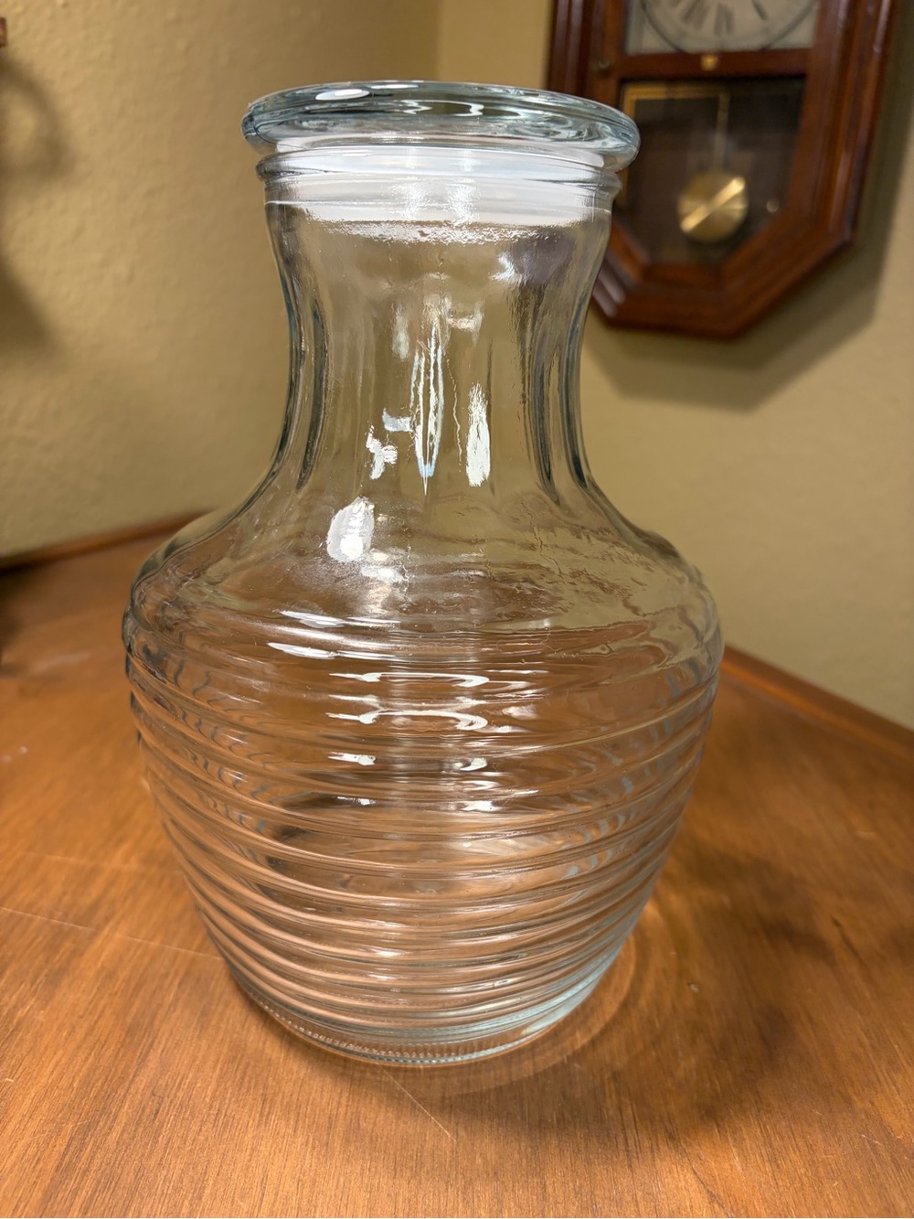 Vintage Anchor Hocking 64oz Beehive Juice Water Carafe Clear-Glass Jug w/Lid